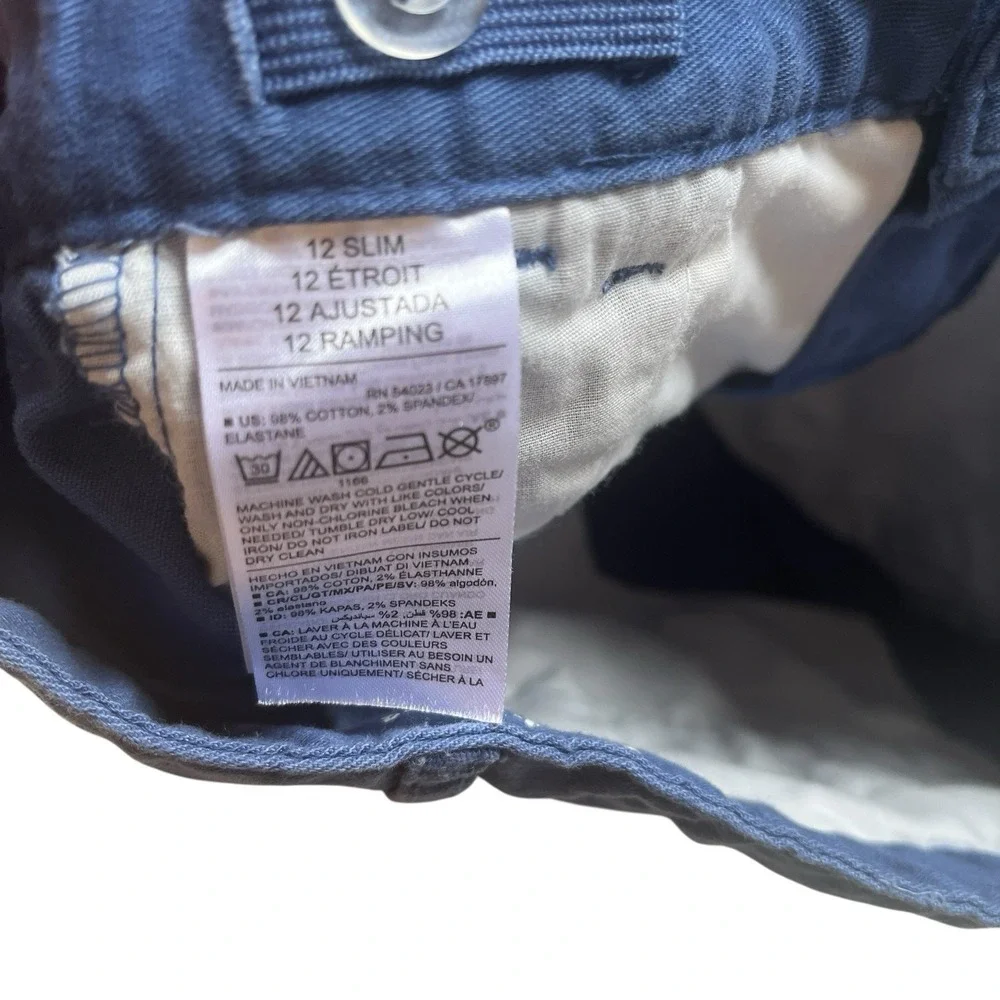 Old Navy Boy's Size 12 Slim Chino Shorts Blue Basic Preppy School